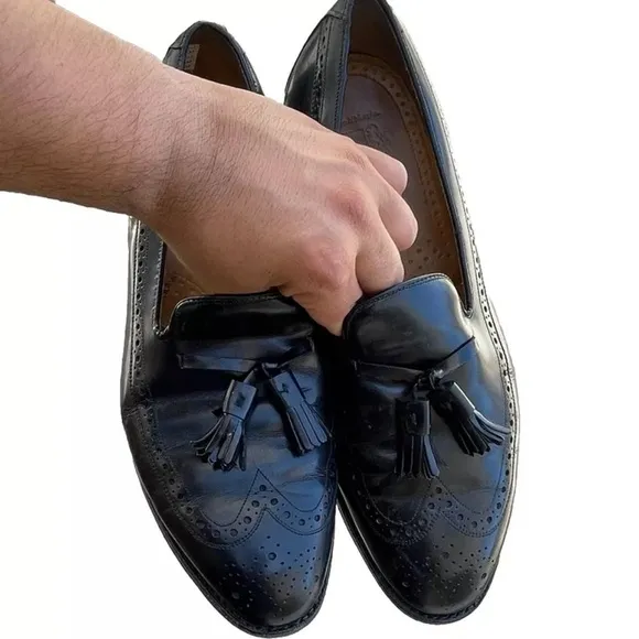 Johnston &amp; Murphy Crown Aristocraft  Black Leather Tassel Loafers Men 10 D USA