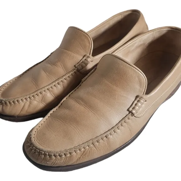 Johnston &amp; Murphy Domani 15-8127 Santoro Bone Italian Leather Loafers US 11 M
