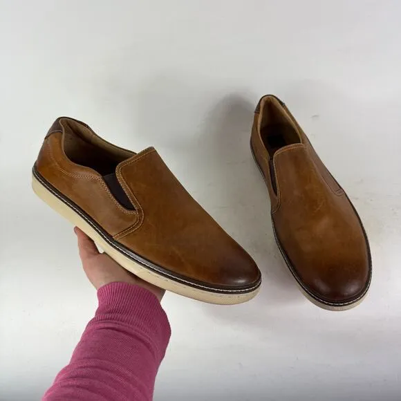 Johnston &amp; Murphy McGuffey Loafer Men's 12 Brown Leather Slip-On Low Top Casual
