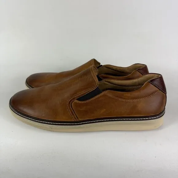 Johnston &amp; Murphy McGuffey Loafer Men's 12 Brown Leather Slip-On Low Top Casual
