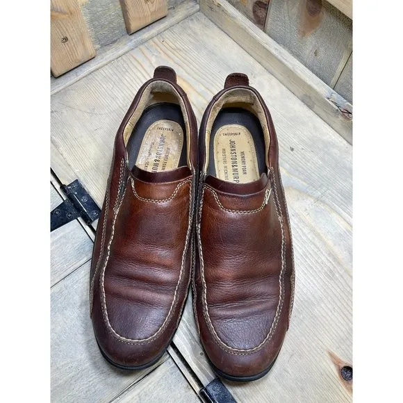 Johnston &amp; Murphy Men 9M Loafers Slip On Casual Shoes Brown Leather Sheepskin