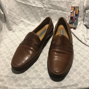 Johnston &amp; Murphy men slip on brown leather loafers, 11.5