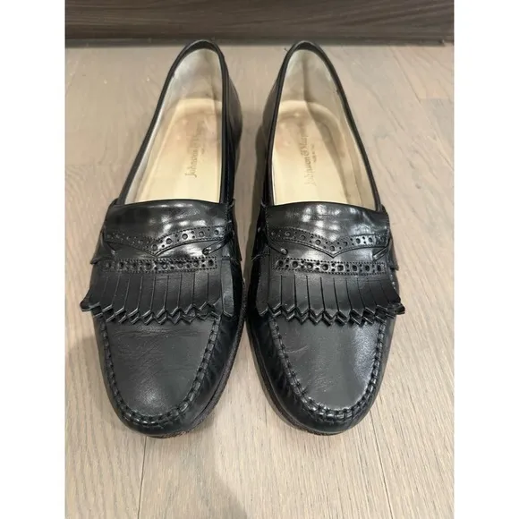Johnston &amp; Murphy Men's Black Leather Loafers Size 9.5
