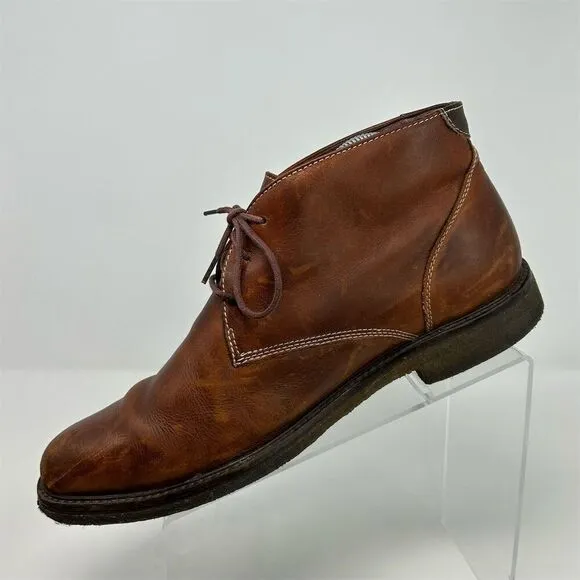Johnston &amp; Murphy Men's Brown Oiled Leather Copeland Chukka Boots Size 9.5
