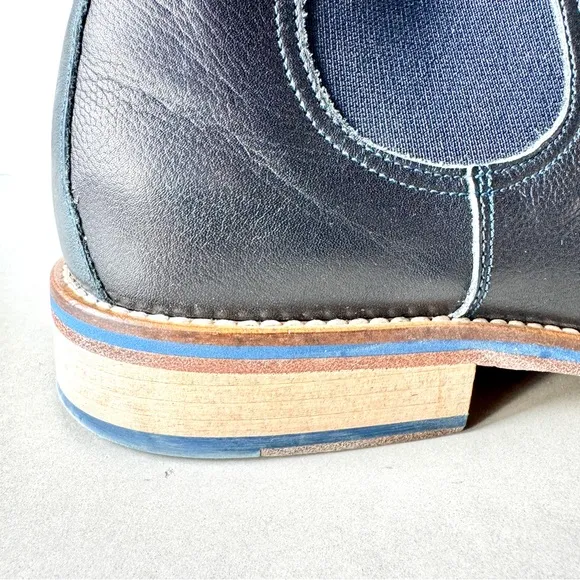 Johnston &amp; Murphy Men's Chelsea Boot Navy Blue Leather Toe Cap Slip On Metro 12M