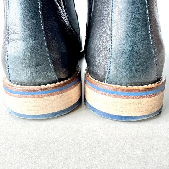 Johnston &amp; Murphy Men's Chelsea Boot Navy Blue Leather Toe Cap Slip On Metro 12M
