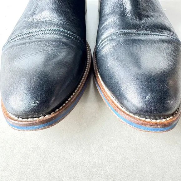 Johnston &amp; Murphy Men's Chelsea Boot Navy Blue Leather Toe Cap Slip On Metro 12M