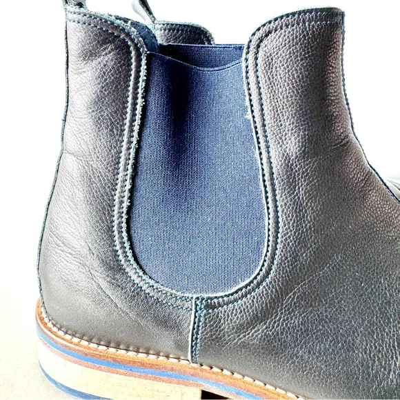 Johnston &amp; Murphy Men's Chelsea Boot Navy Blue Leather Toe Cap Slip On Metro 12M