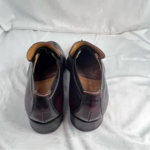 JOHNSTON &amp; MURPHY Mens Cherry Black Leather Tassel Loafers Slip On
