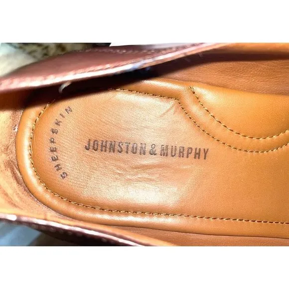 Johnston &amp; Murphy Nolen Double Monk Cap Toe Brown Leather Men’s Loafers Shoes 9M