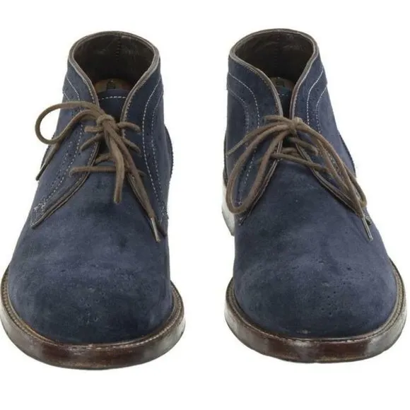 Johnston and Murphy Navy Suede Brogue Ankle Boots size 10