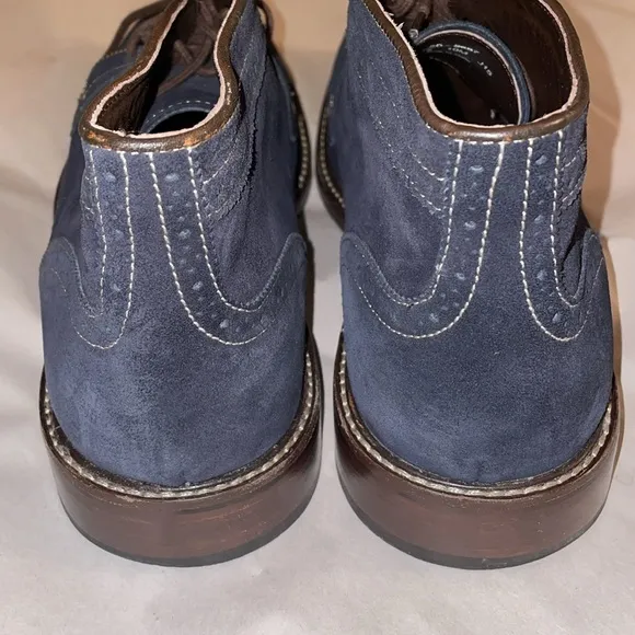 Johnston and Murphy Navy Suede Brogue Ankle Boots size 10