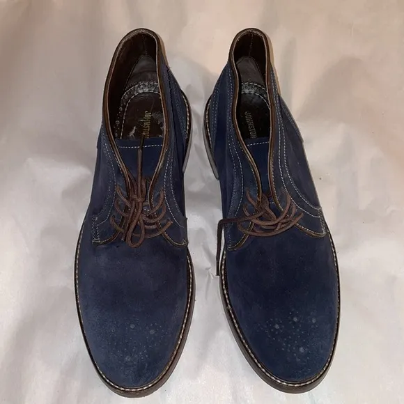 Johnston and Murphy Navy Suede Brogue Ankle Boots size 10