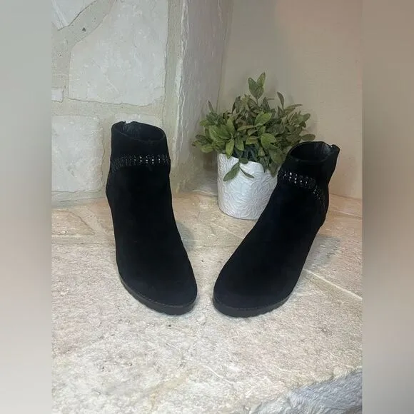 Johnston &amp; Murphy Women Black Suede Ankle Boots - New Size 8