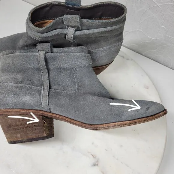 Joie Ajax Ankle Boots Booties Womens 38 US 8 Gray Suede Leather Slouch Slip On