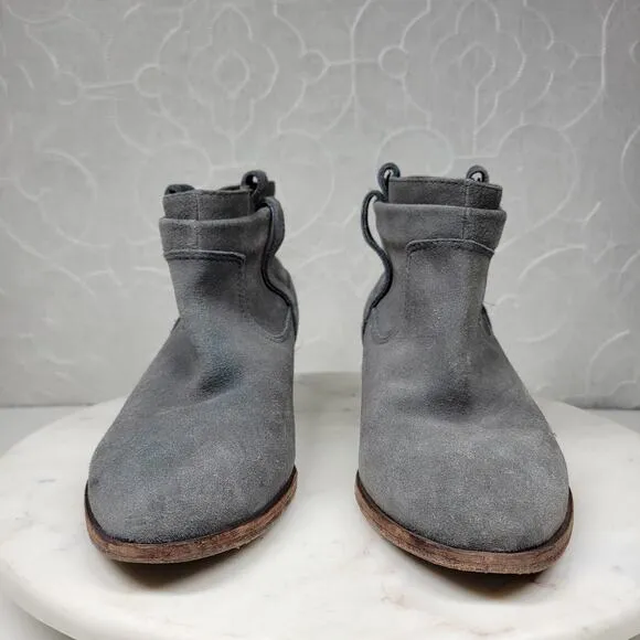 Joie Ajax Ankle Boots Booties Womens 38 US 8 Gray Suede Leather Slouch Slip On