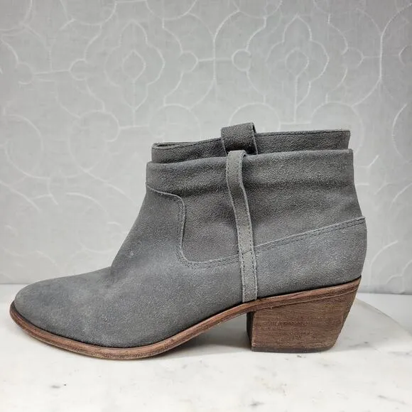 Joie Ajax Ankle Boots Booties Womens 38 US 8 Gray Suede Leather Slouch Slip On