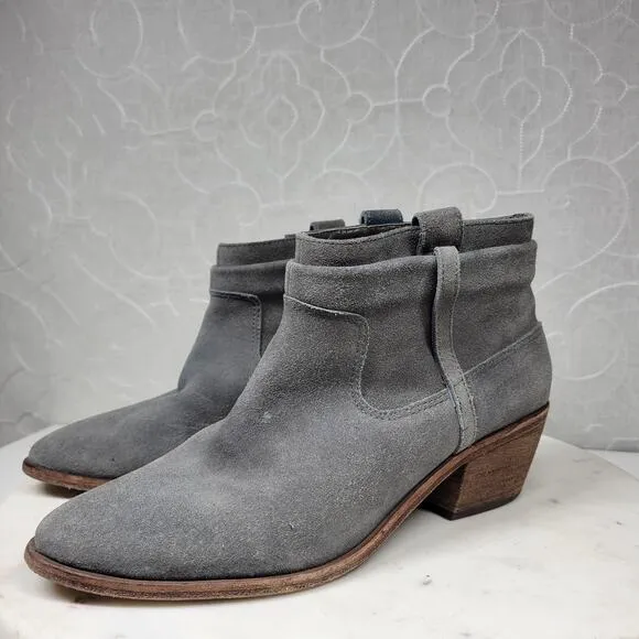 Joie Ajax Ankle Boots Booties Womens 38 US 8 Gray Suede Leather Slouch Slip On