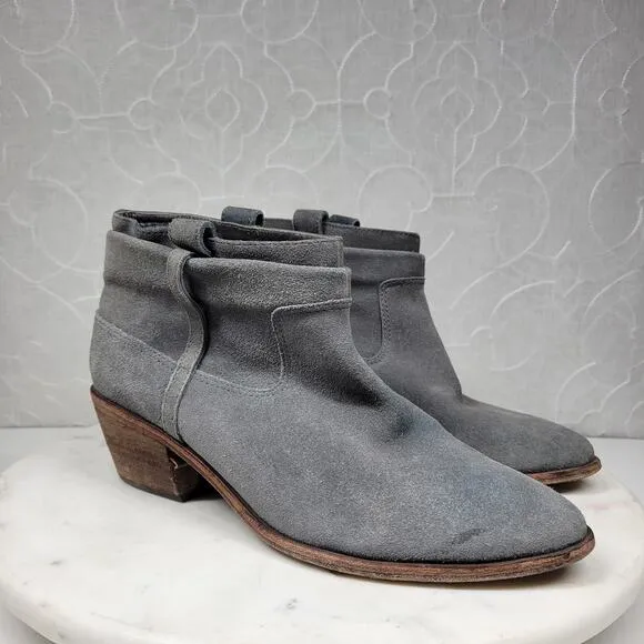 Joie Ajax Ankle Boots Booties Womens 38 US 8 Gray Suede Leather Slouch Slip On