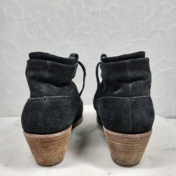 Joie Ajax Boots Booties Womens  8.5 US Black Suede Leather Slip On Ankle Western