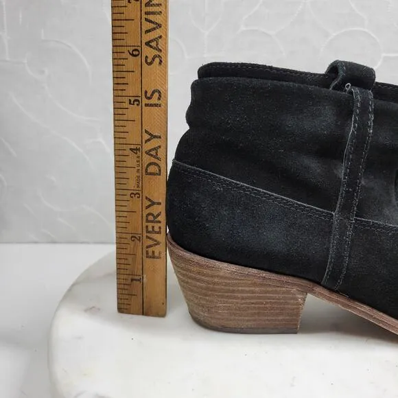 Joie Ajax Boots Booties Womens  8.5 US Black Suede Leather Slip On Ankle Western