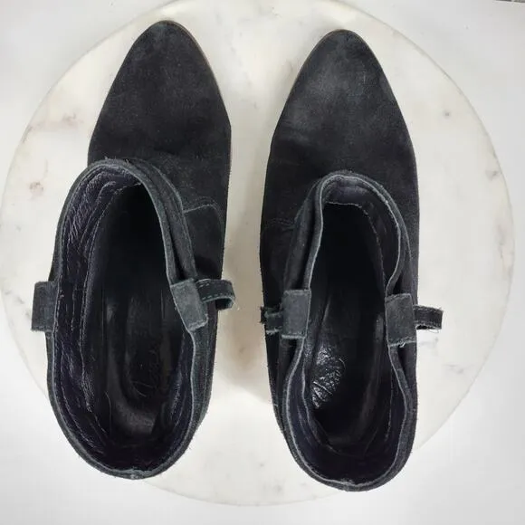 Joie Ajax Boots Booties Womens  8.5 US Black Suede Leather Slip On Ankle Western