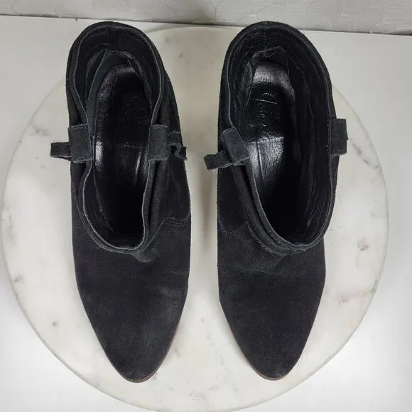 Joie Ajax Boots Booties Womens  8.5 US Black Suede Leather Slip On Ankle Western