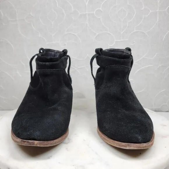 Joie Ajax Boots Booties Womens  8.5 US Black Suede Leather Slip On Ankle Western