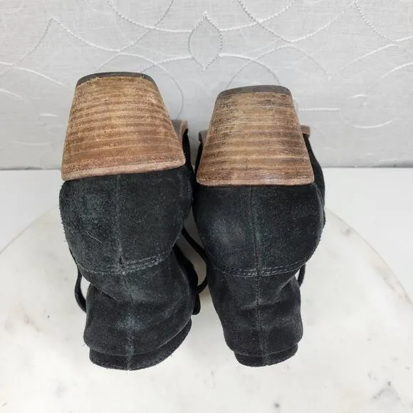 Joie Ajax Boots Booties Womens  8.5 US Black Suede Leather Slip On Ankle Western