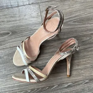 Joie leather high heels sandals animal snake print Sz 37,5