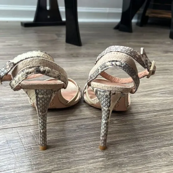 Joie leather high heels sandals animal snake print Sz 37,5