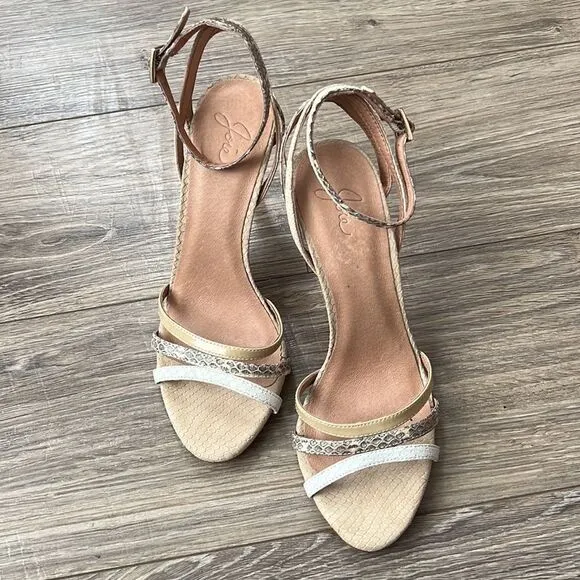 Joie leather high heels sandals animal snake print Sz 37,5