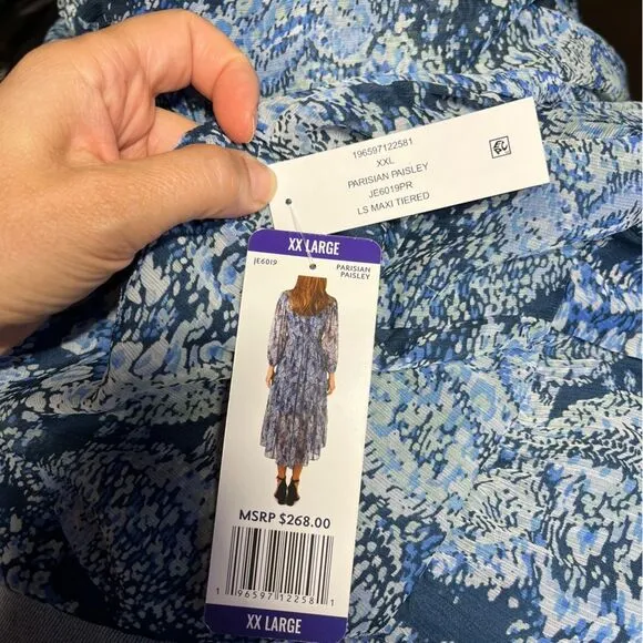 Joie Limited Edition Long Sleeve Maxi Dress in Parisian Paisley XXL NWT