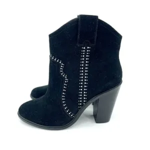 Joie Monte Black Suede Leather Studded Ankle Booties SZ 37 EU New