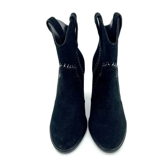 Joie Monte Black Suede Leather Studded Ankle Booties SZ 37 EU New