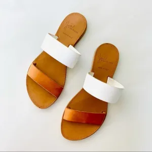 JOIE Sable Leather Two Band Sandals Beige Tan Neutral White Shoes Flats 36