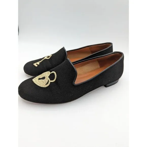 Jon Josef Gatsby key &amp; heart mismatched loafers black 6.5