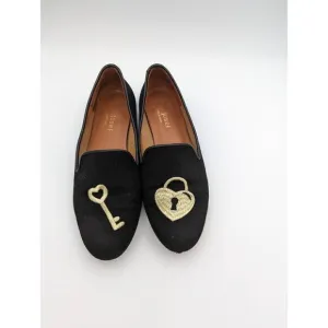 Jon Josef Gatsby key &amp; heart mismatched loafers black 6.5