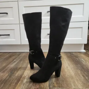 JONES NEW YORK BLACK FAUX SUEDE TALL BOOTS SIDE ZIPPER SIZE 7