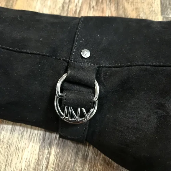 JONES NEW YORK BLACK FAUX SUEDE TALL BOOTS SIDE ZIPPER SIZE 7