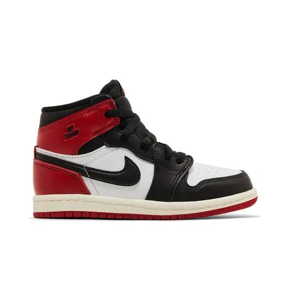 Jordan 1 Retro High OG Lifestyle Sneakers Black Toe Reimagined Toddlers Black