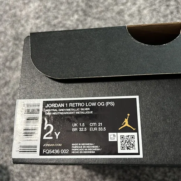 Jordan 1 Retro Low OG Sneakers Size 2