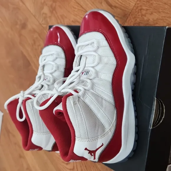 Jordan 11 Retro Red and White Unisex Sneakers