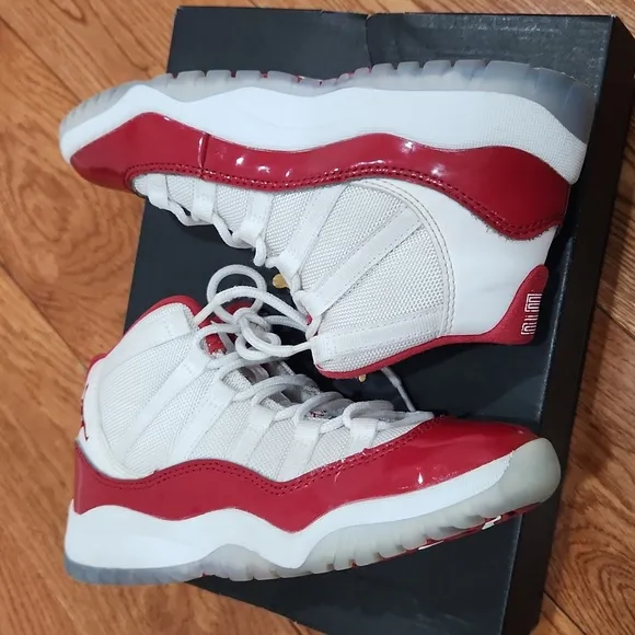 Jordan 11 Retro Red and White Unisex Sneakers