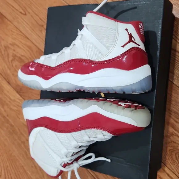Jordan 11 Retro Red and White Unisex Sneakers