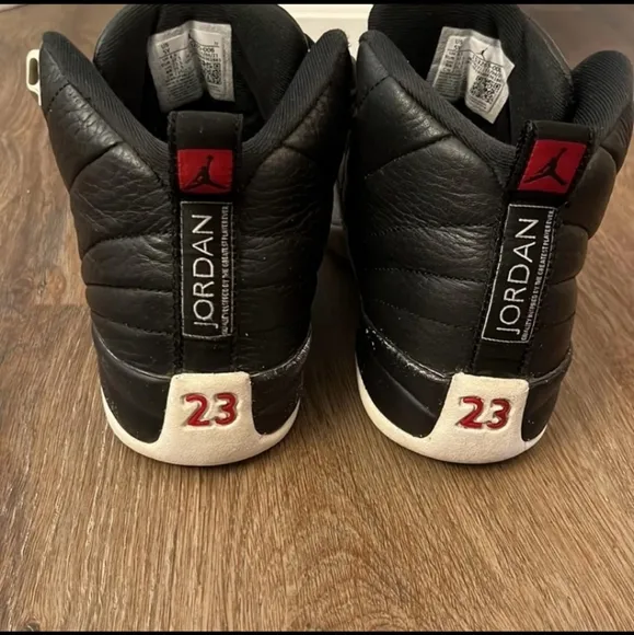 Jordan 12  retro  black white sneakers size 6.5
