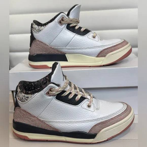Jordan 3 Retro &quot;Vintage Floral&quot; PS Girl - Sz: 3Y - White/Anthracite/Red Stardust