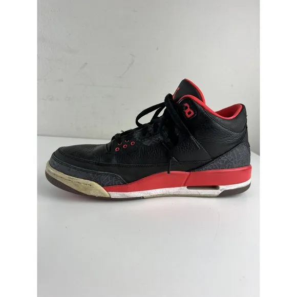 Jordan 3 Retro Crimson 2013 Mens 11.5 Black Red White Decent Condition