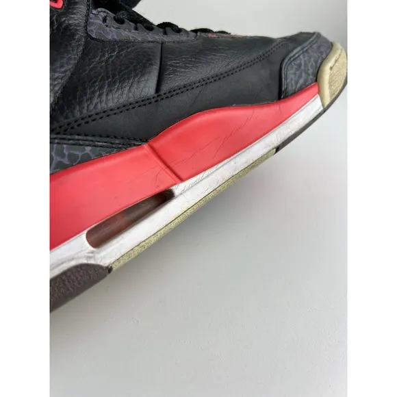 Jordan 3 Retro Crimson 2013 Mens 11.5 Black Red White Decent Condition