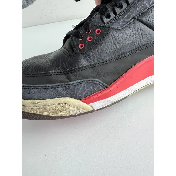 Jordan 3 Retro Crimson 2013 Mens 11.5 Black Red White Decent Condition